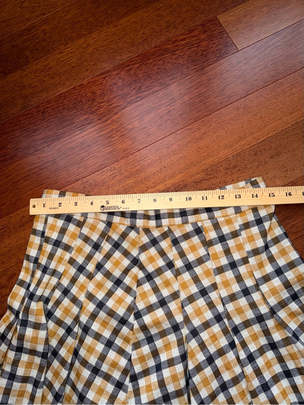 Free People Mustard, Black & White Plaid Skater Skirt - Picture 5 of 7